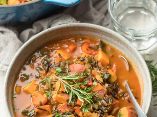 Vegetarian Roasted Vegetable Wild Rice Soup