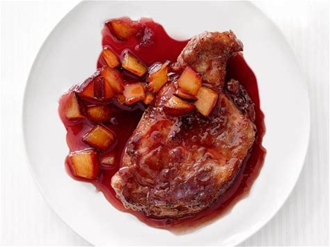 pan search pork chops with plum compote