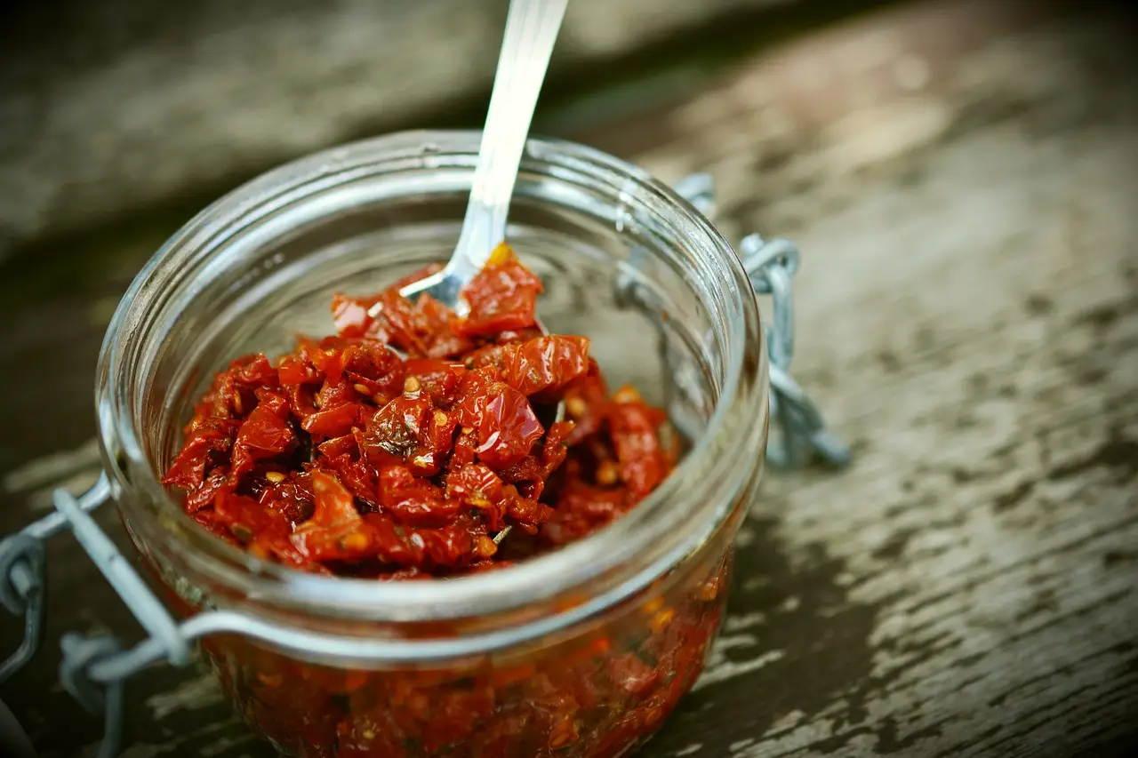 tomato chutney in a glass jar