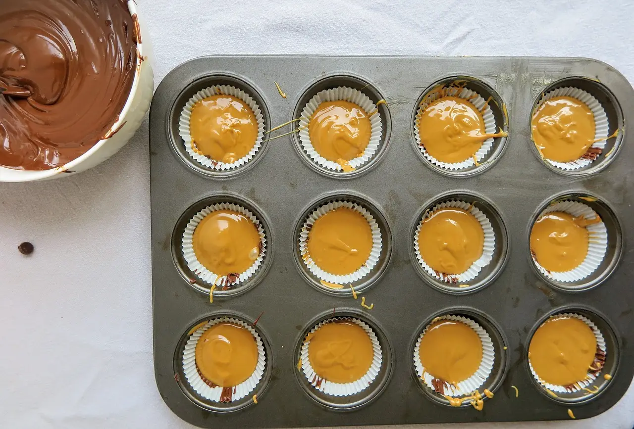 peanut butter cups in muffin tins