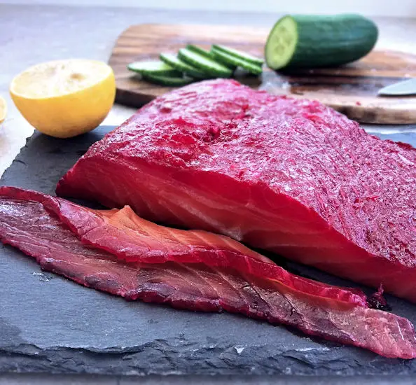 beet-cured salmon