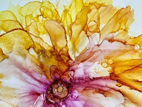 Botanical Bliss: Alcohol Ink on Tile