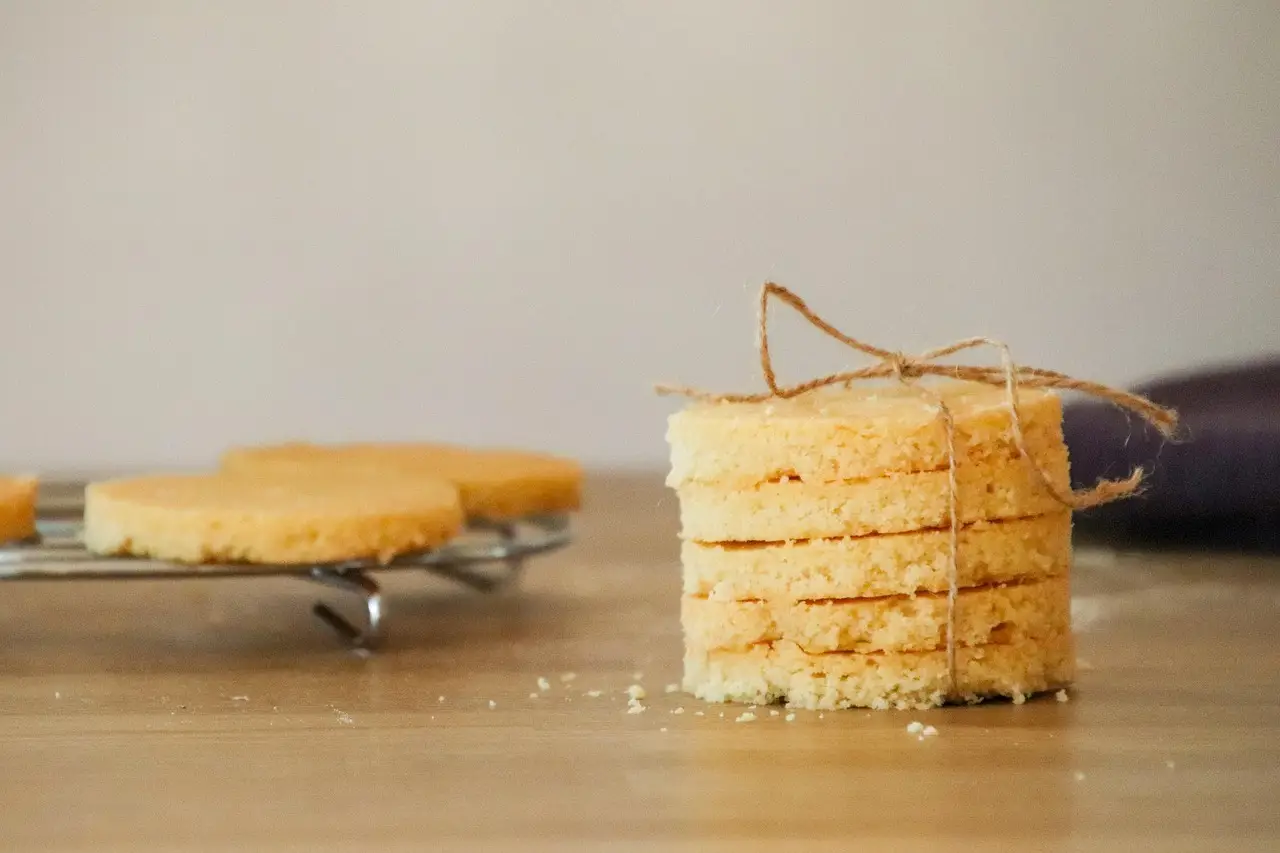 a stack of shortbread biscuits